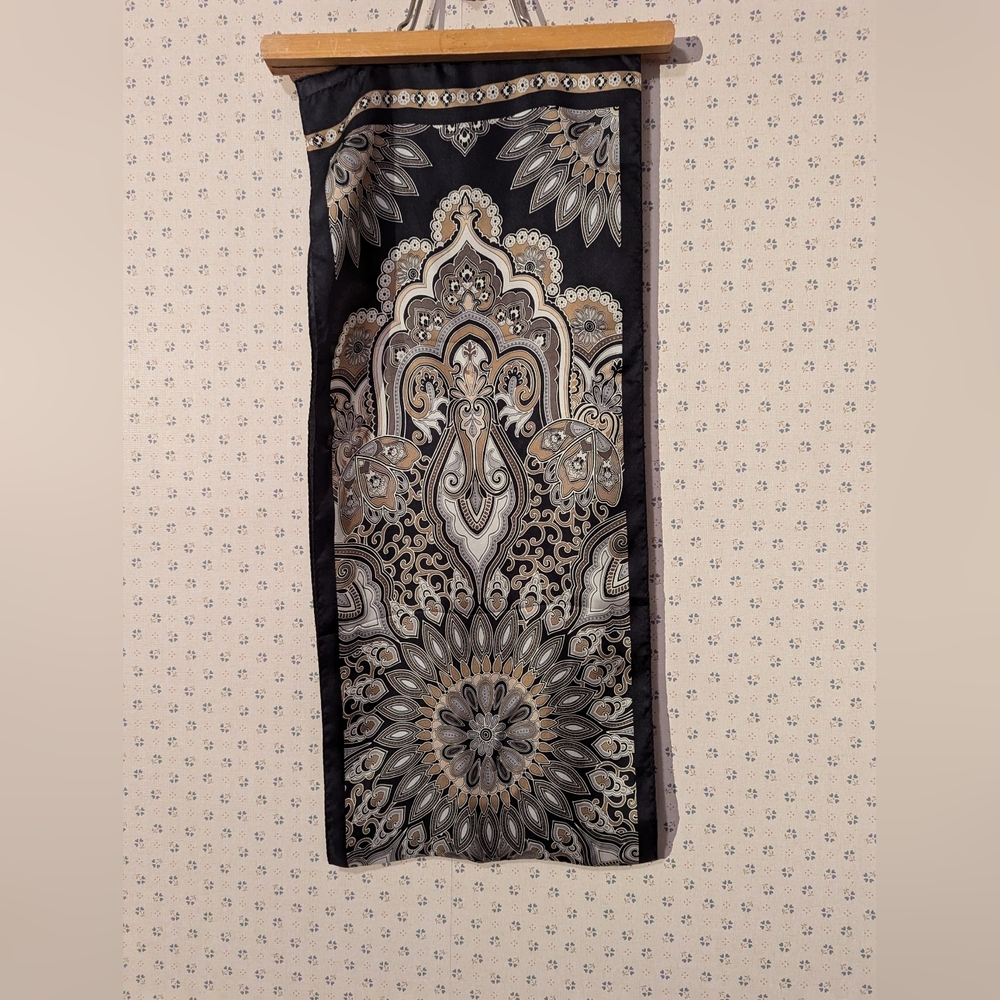 Oscar De La Renta Silk Scarf Vintage Paisley Rectangle Old Money Luxury 11x52